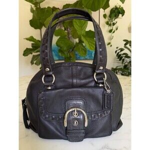 Coach Vintage Y2K Soho Courtney Domed Leather Laced Satchel F13111 Black Silver